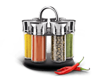 Spice rack, grinders